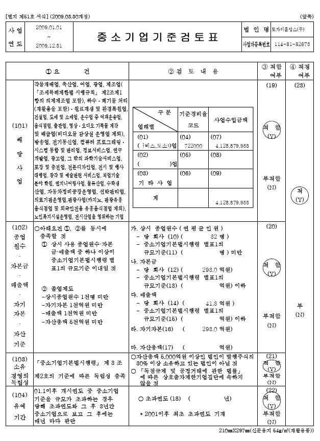 이미지: 중소기업기준검토표