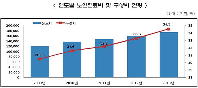 이미지: 건강보험심사평가원 '2013년도 건강보험 진료비 통계지표' 발췌