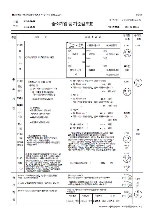이미지: 중소기업 기준검토표