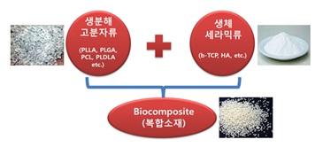 이미지: 생분해성 복합소재(biocomposite) 기술의 개념도.