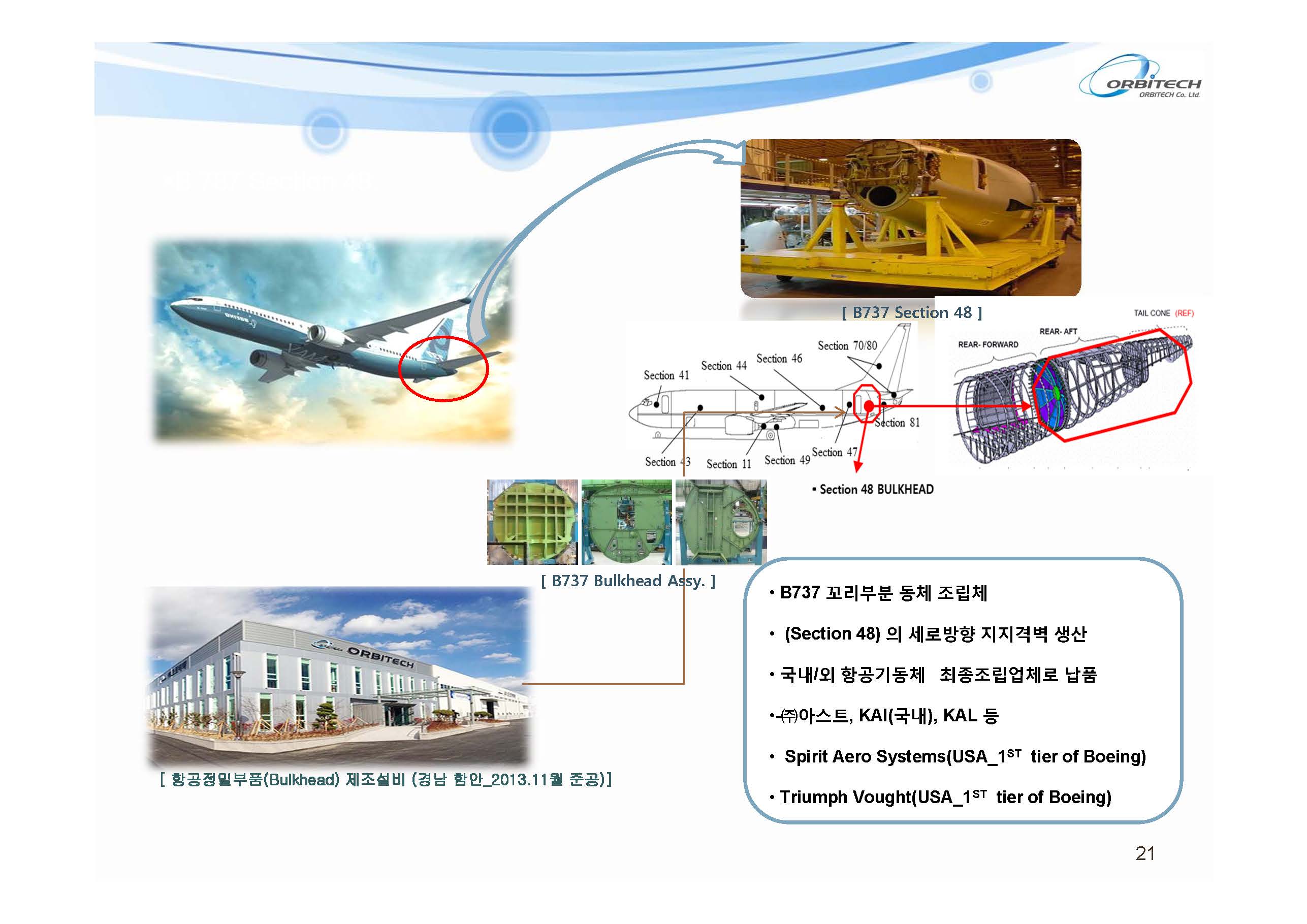 이미지: Bulkhead Assy:B737, Section48(후방동체)의 세로방향 지지 격벽