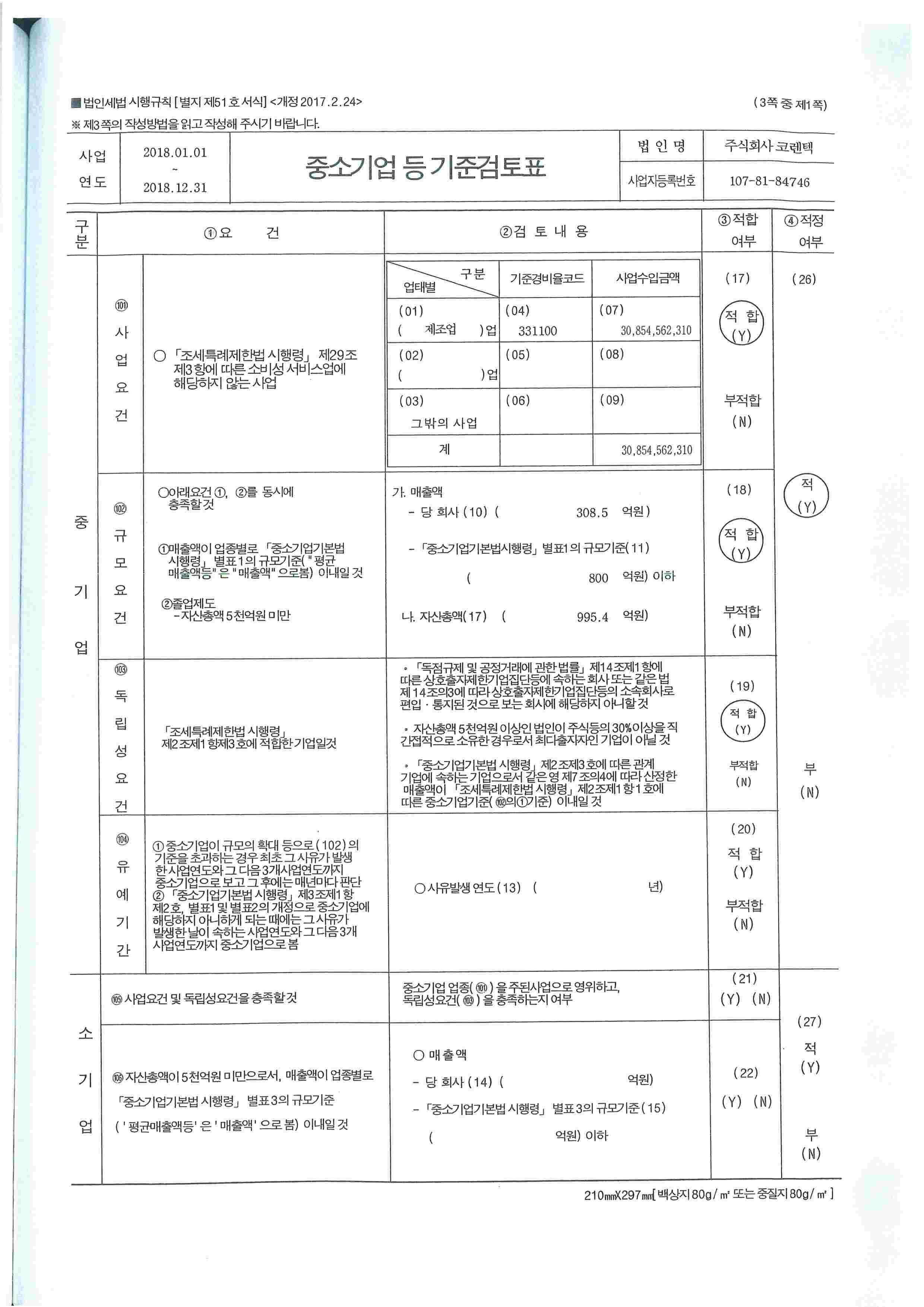 이미지: 중소기업기준검토표