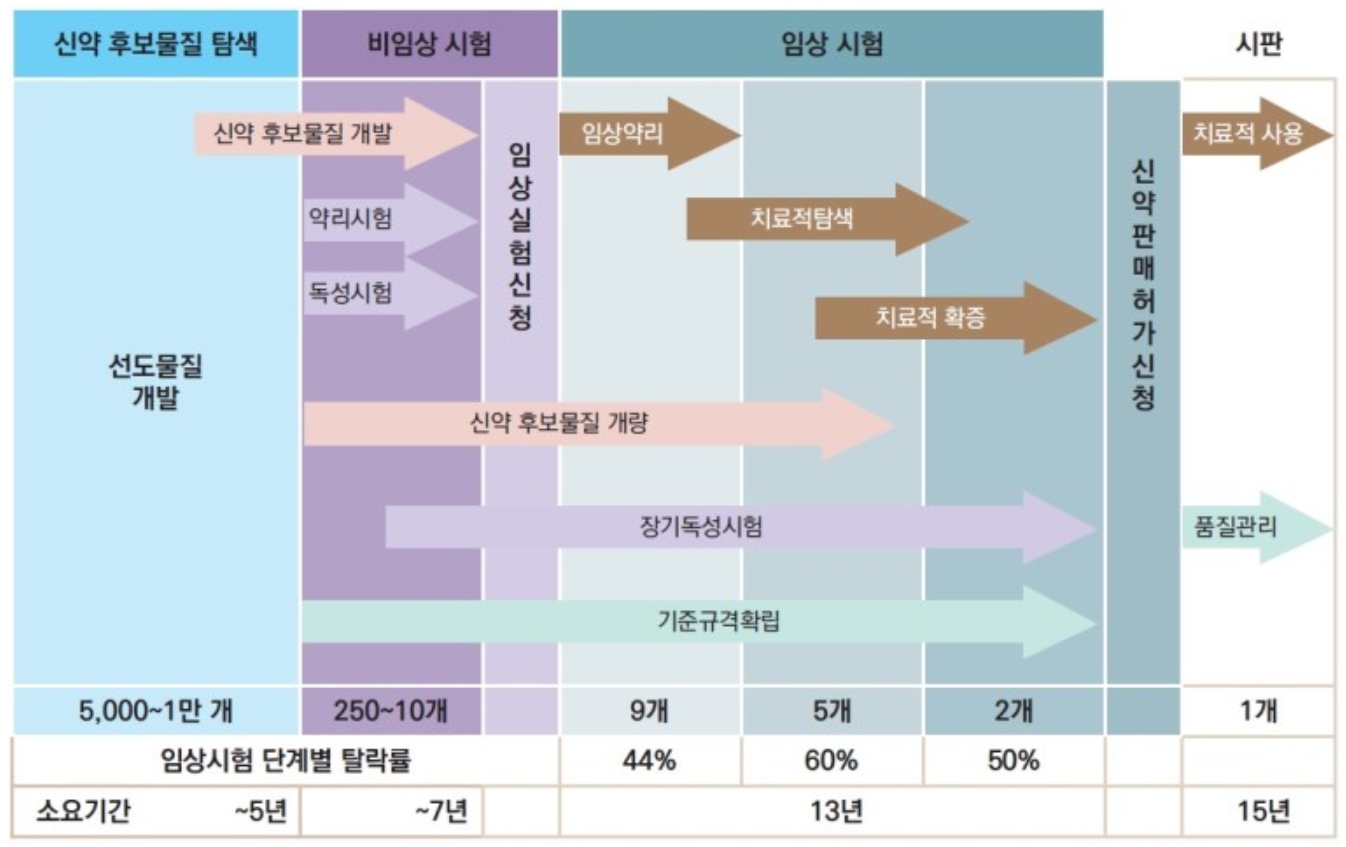 이미지: 신약개발 단계 및 소요기간