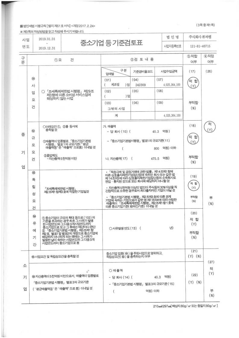 이미지: 중소기업기준검토표(1)