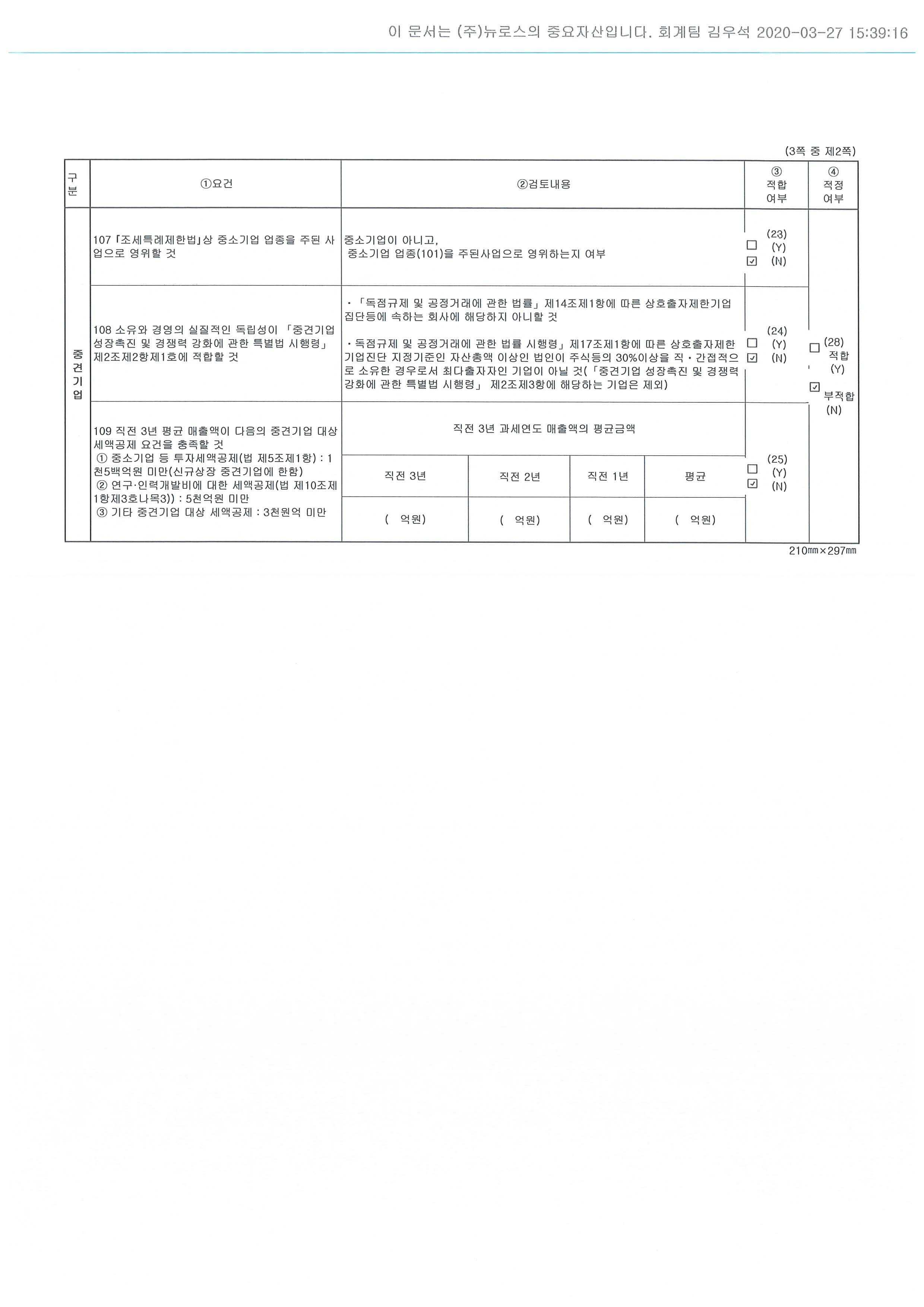 이미지: 중소기업 기준 검토표 2