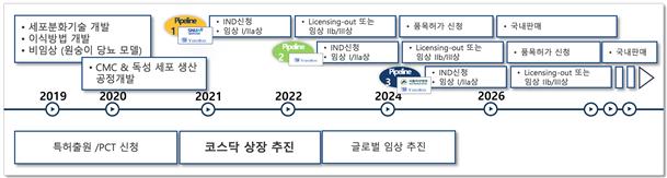 이미지: 당사 당뇨치료 세포치료제 개발현황 및 계획