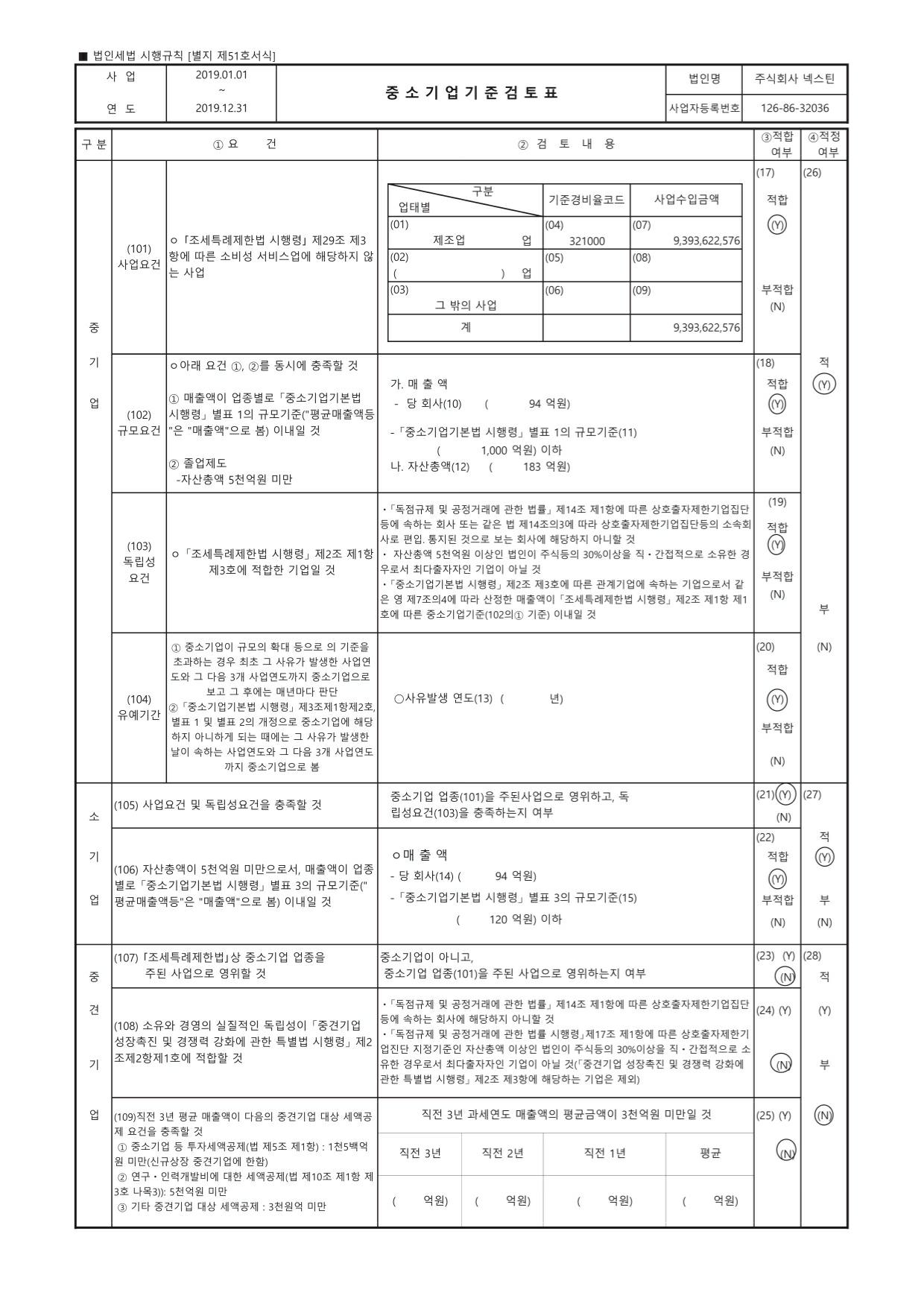 이미지: 중소기업기준검토표
