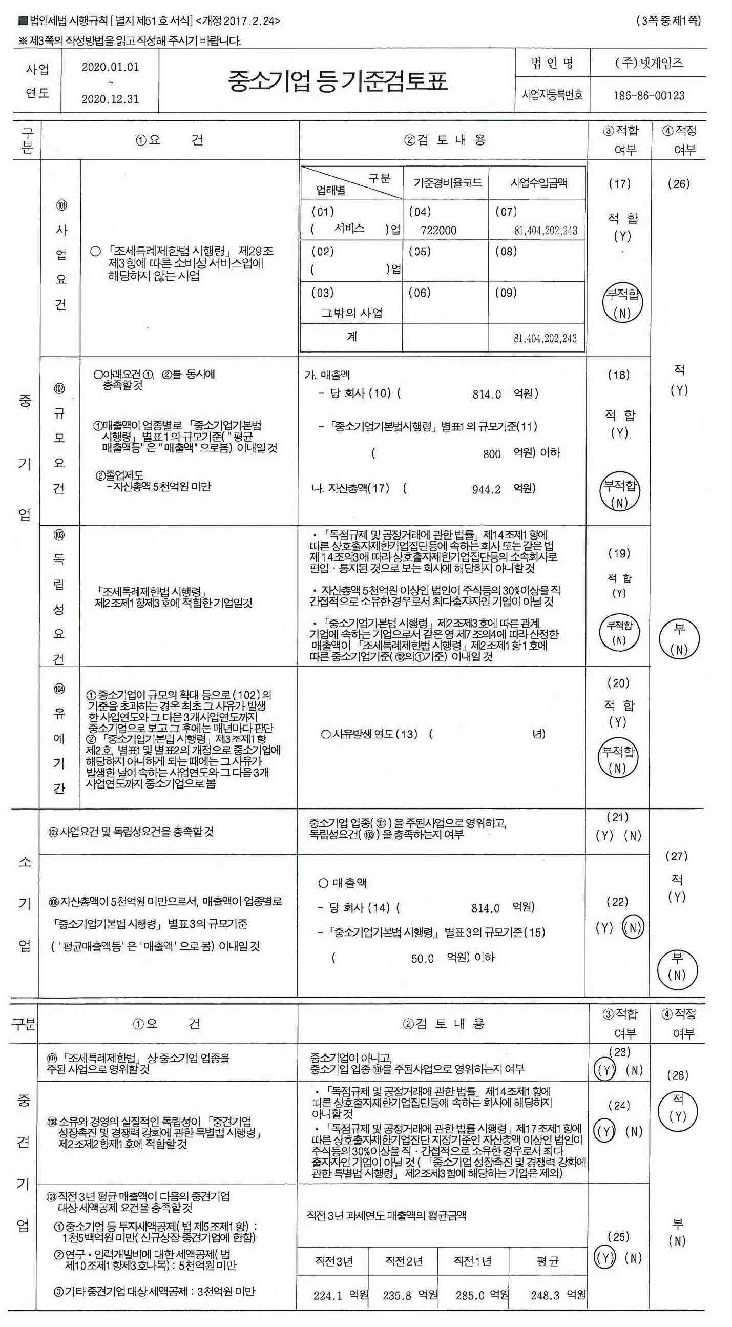 이미지: 중소기업기준검토표