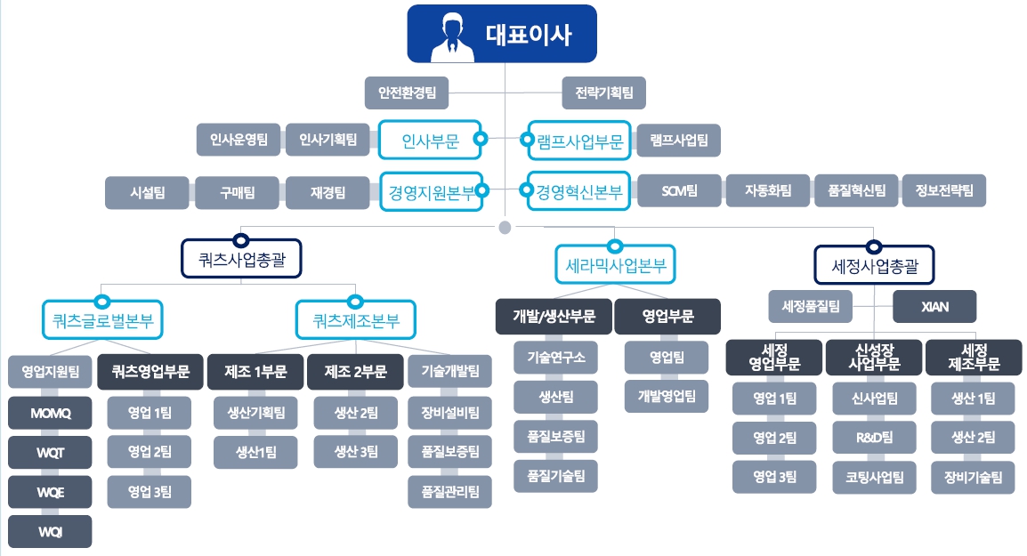 이미지: 원익큐엔씨 조직도