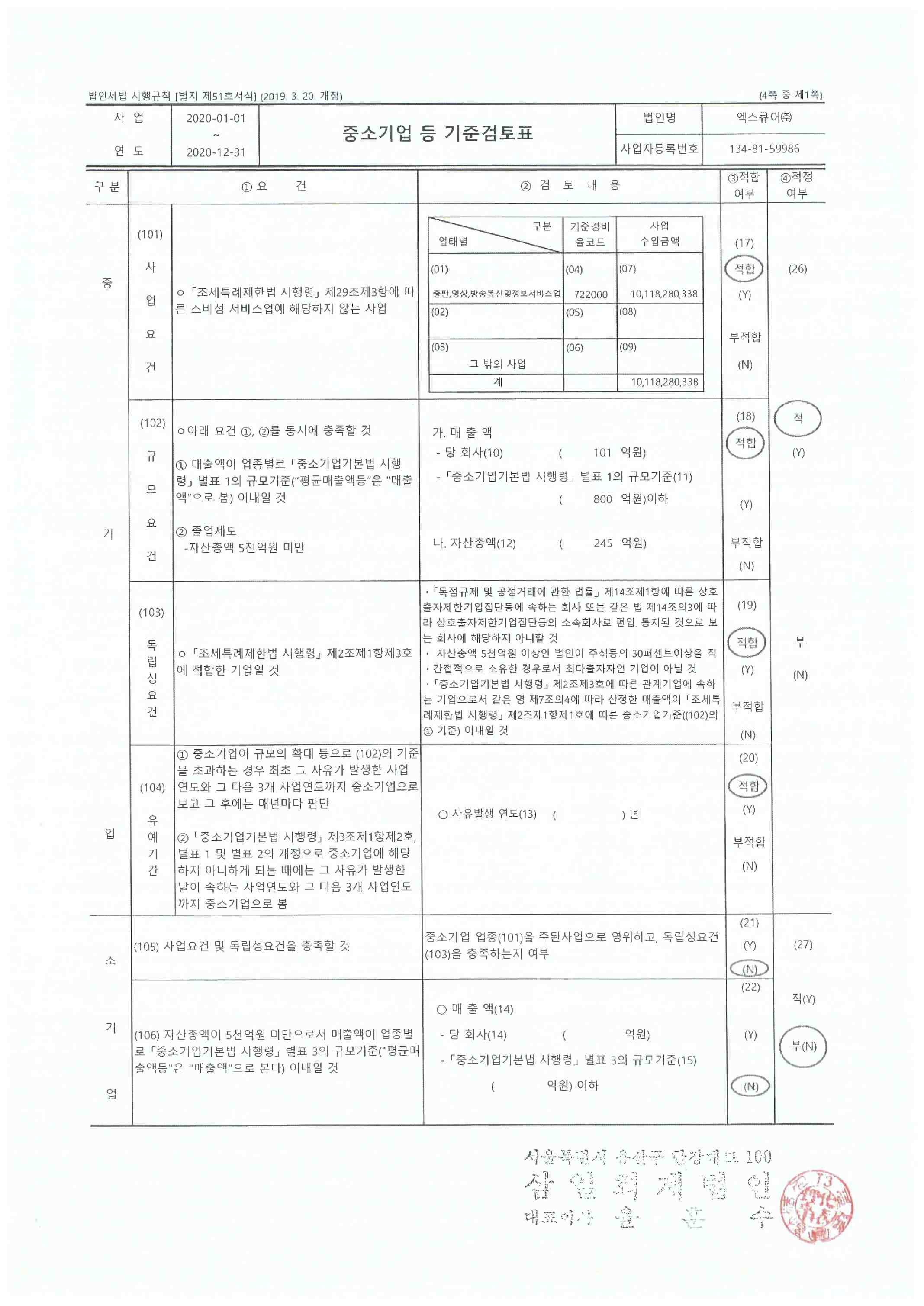 이미지: 중소기업 등 기준검토표1