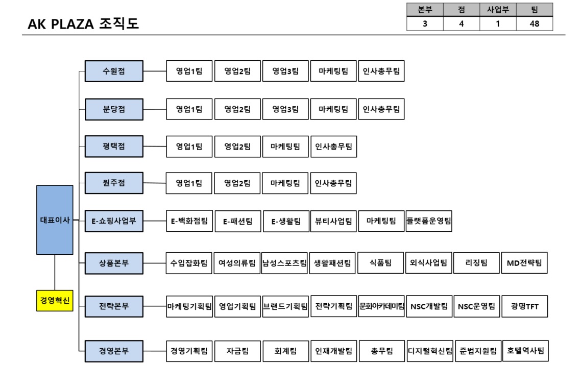 이미지: ak플라자 조직도
