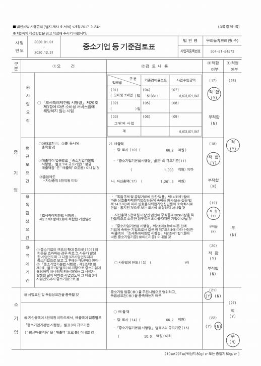 이미지: 중소기업기준검토표