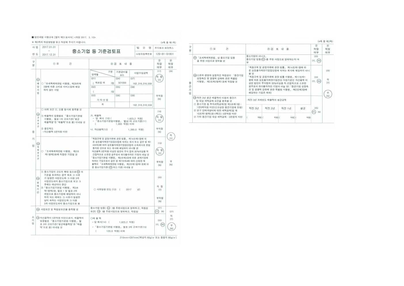 이미지: 중소기업기준검토표_(주)싸이맥스