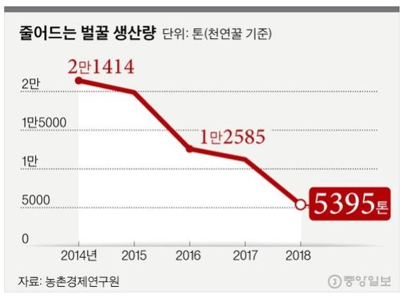 이미지: 줄어드는 벌꿀 생산량