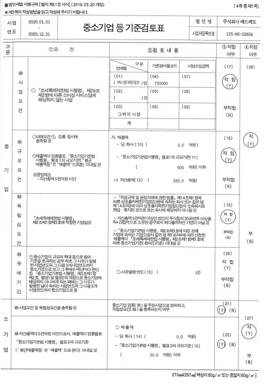 이미지: 중소기업 등 기준검토표