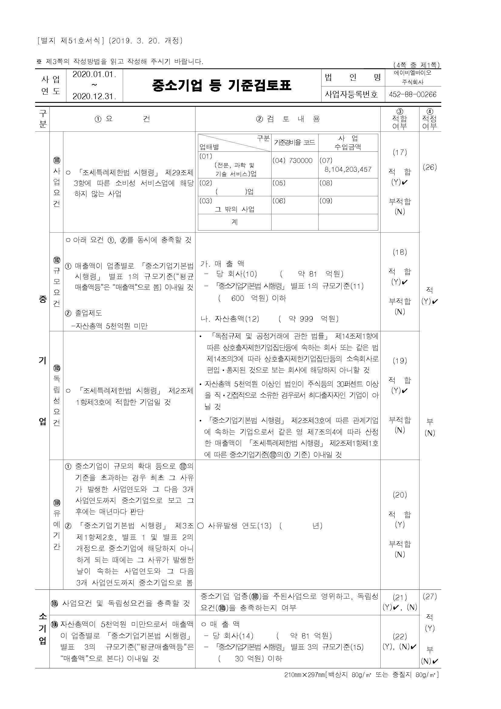 이미지: [중소기업 등 기준검토표1]