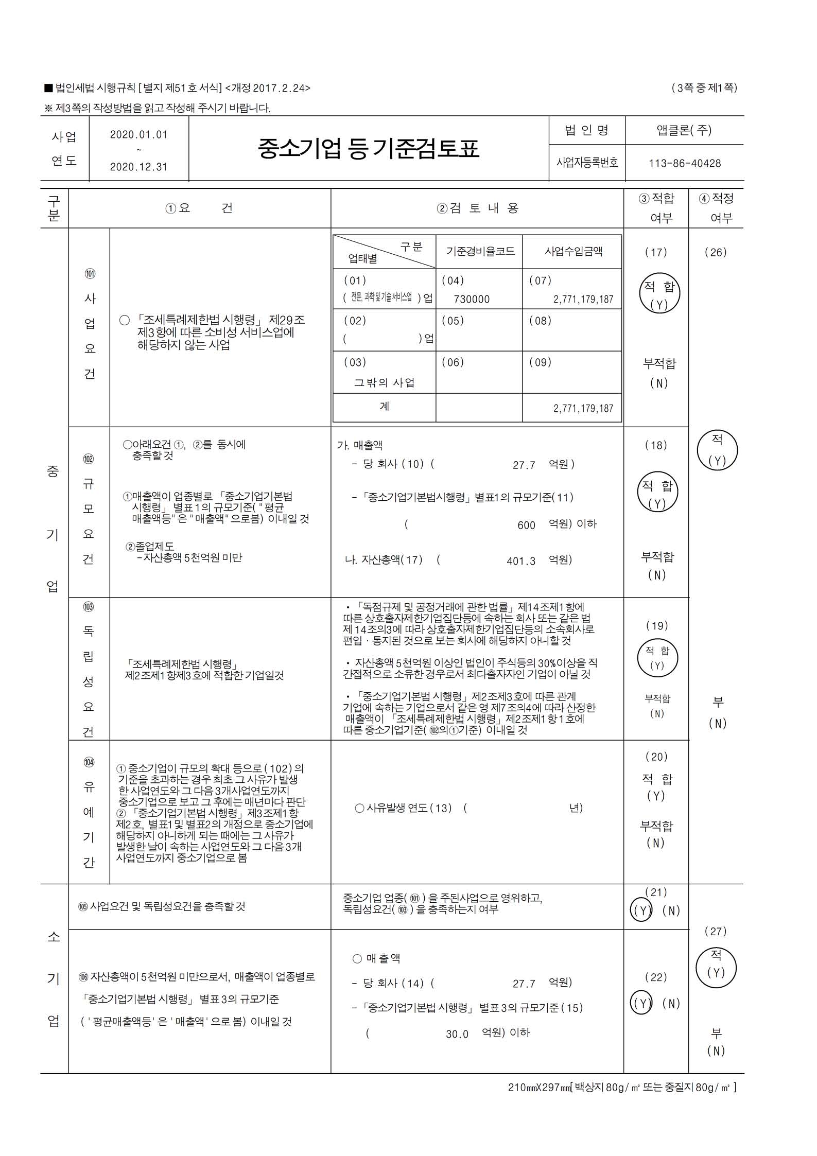 이미지: 앱클론(주)_중소기업검토표1