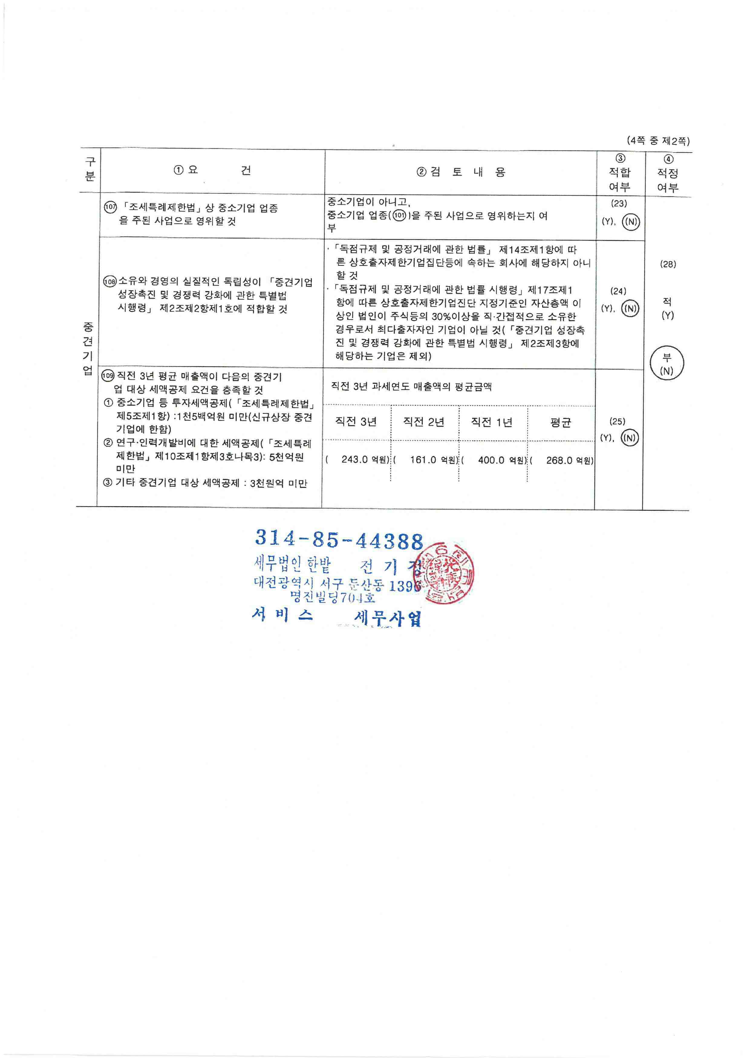 이미지: 중소기업 등 기준검토표 1 (2)