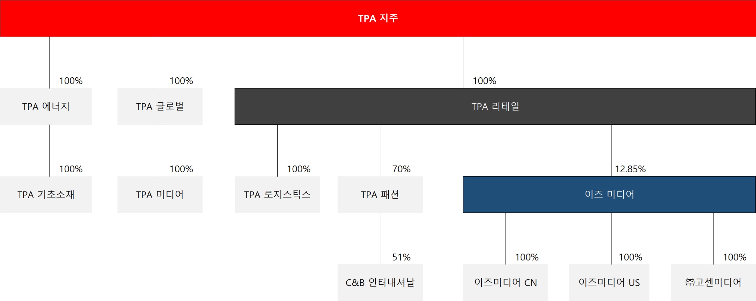 이미지: 티피에이그룹 계통도