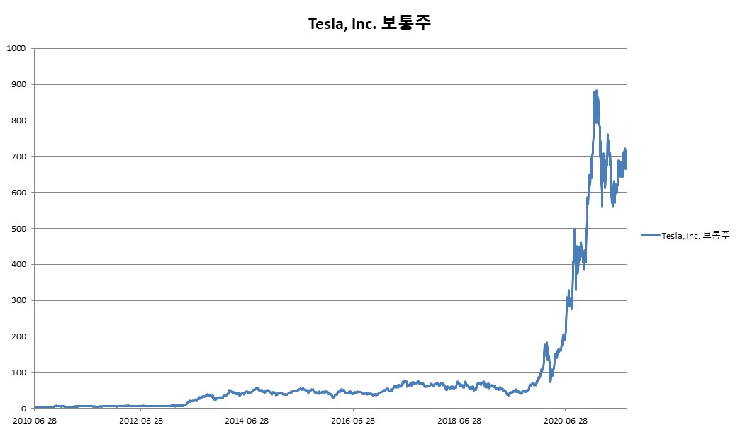 이미지: Tesla, Inc. 보통주 변동추이