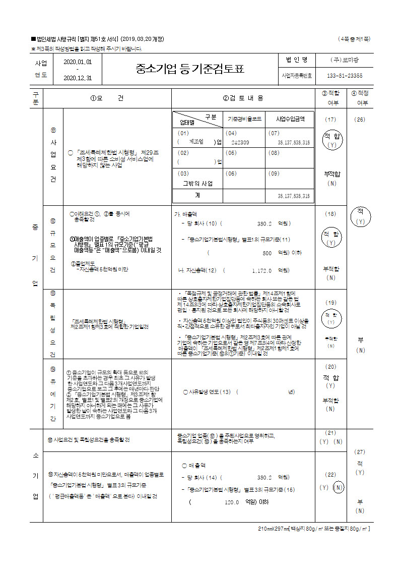 이미지: 중소기업등기준검토표(1)