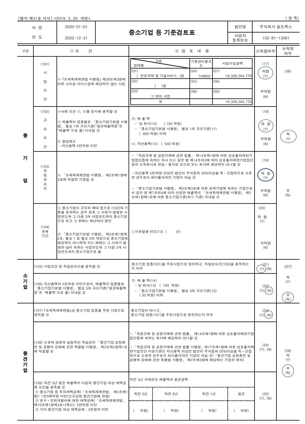 이미지: 중소기업기준검토표