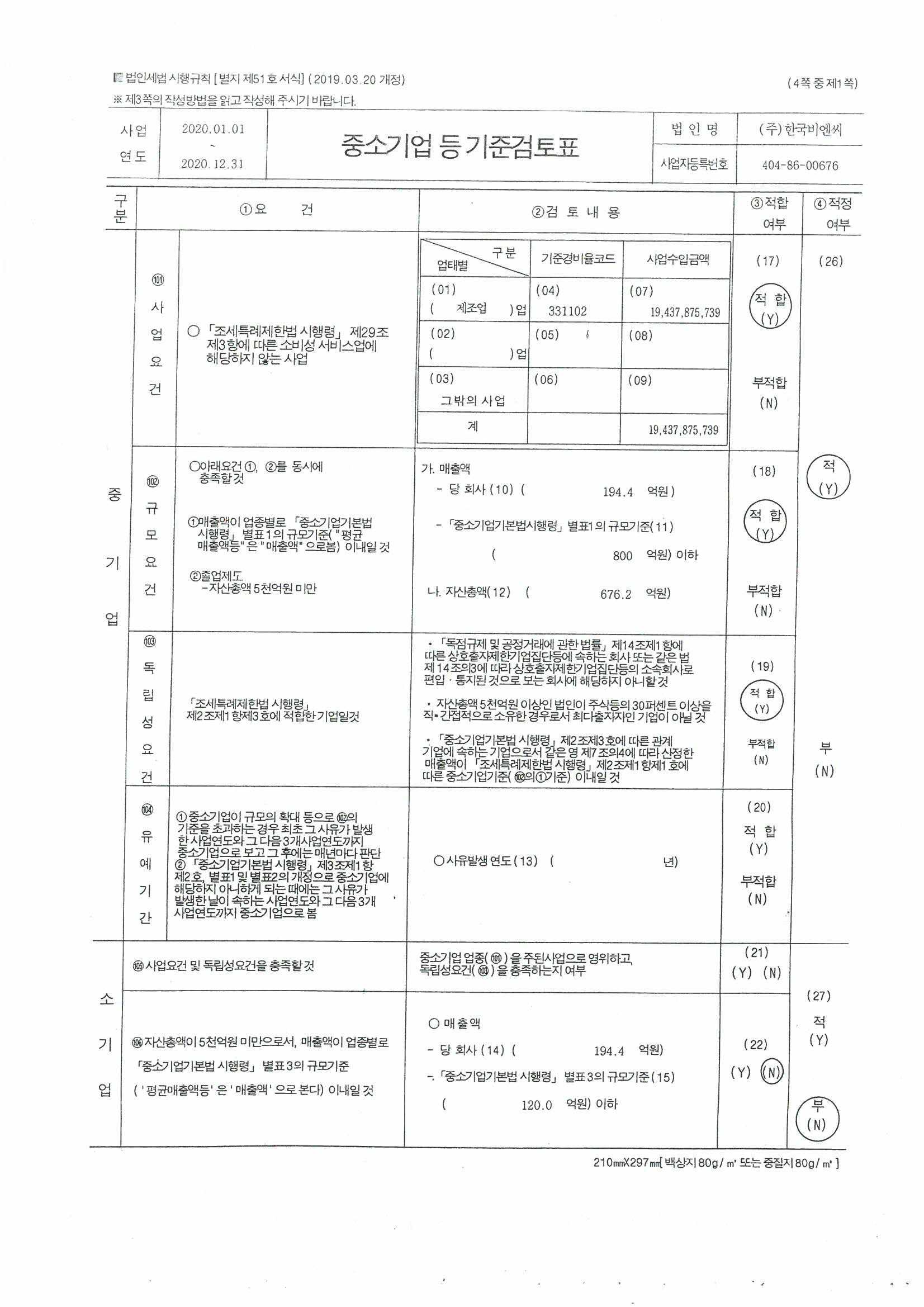 이미지: 중소기업등 기준검토표