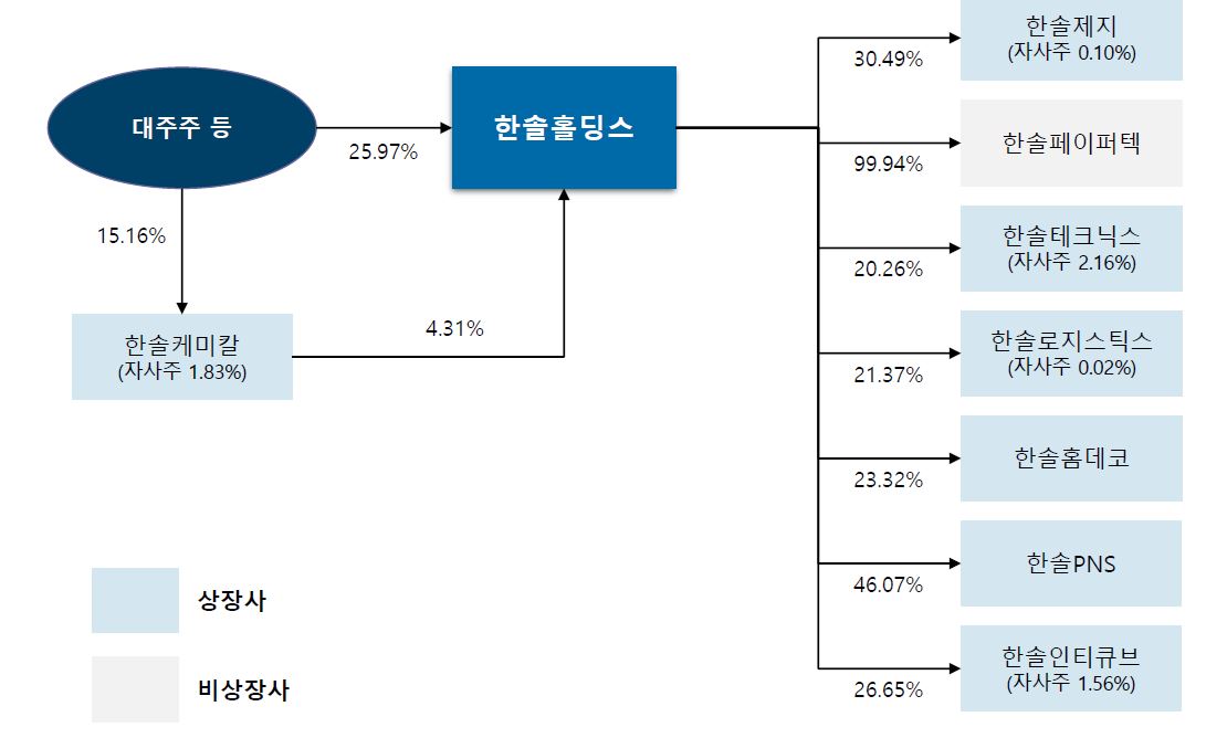 이미지: 한솔홀딩스 지분구조도
