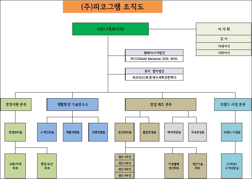 이미지: 주식회사 피코그램 조직도