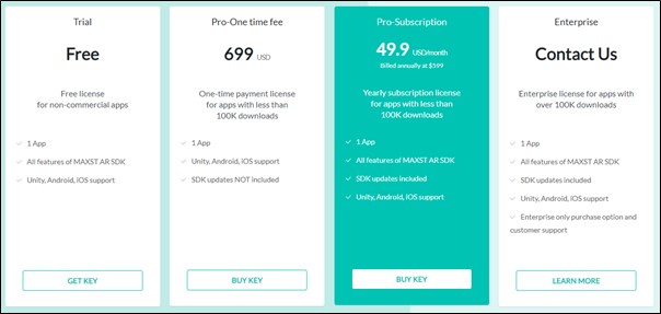 이미지: [MAXST AR SDK 라이선스 판매 가격]