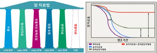 이미지: * 출처: (좌) AACR Annual Meeting 2018 발표 내용 수정, (우) Immune Checkpoint Targeting in Cancer Therapy, Cell, Apr, 2018 발췌 및 수정