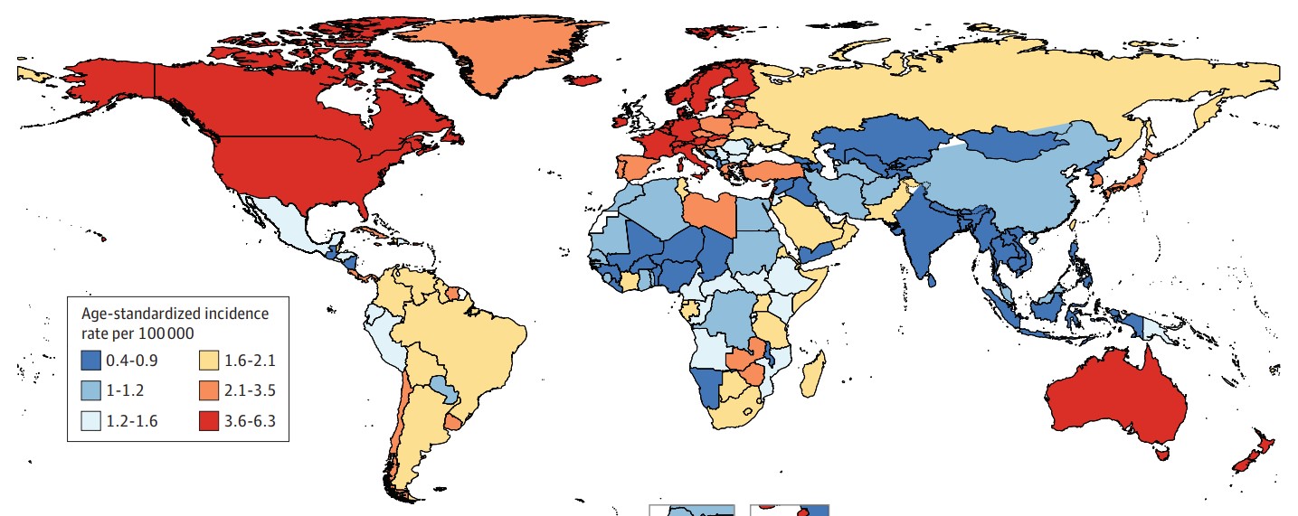 이미지: *출처: JAMA Oncology, Global Burden of Multiple Myeloma, 2016