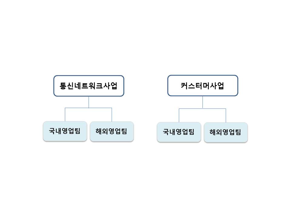 이미지: 통신네트워크,커스터머 사업부 영업조직도