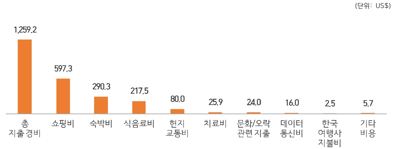 이미지: 개별여행 관광객 1인 지출경비