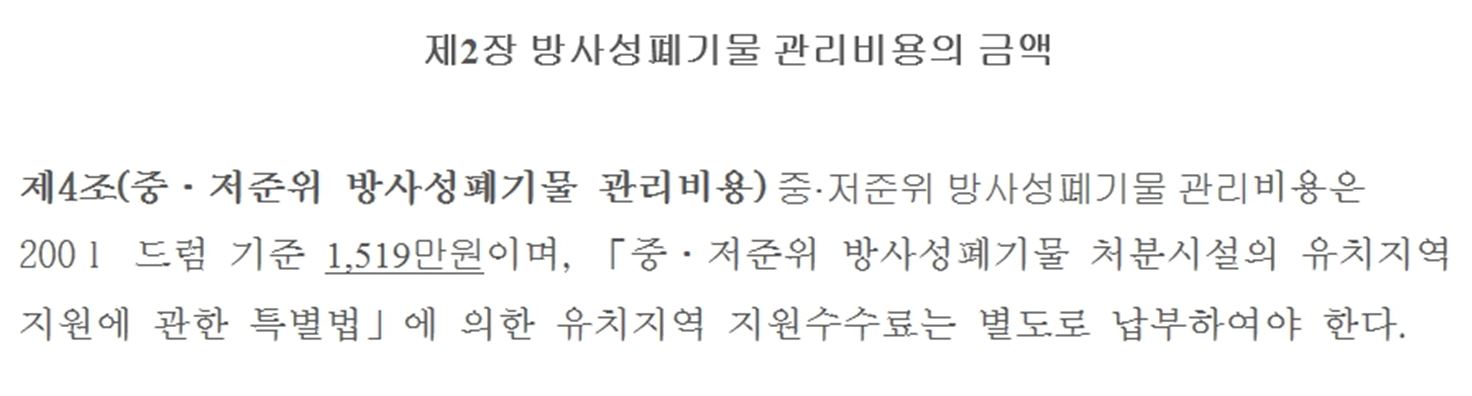 이미지: 중저준위 방사성폐기물 관리비용