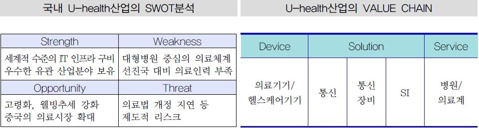 이미지: 국내 u-health산업의 swot 분석 및 value chain