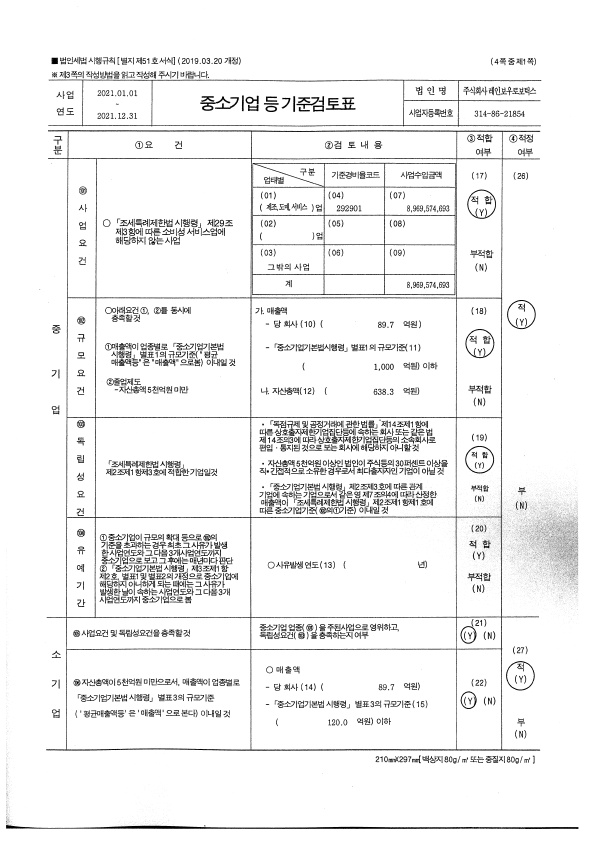 이미지: 중소기업 등 기준검토표