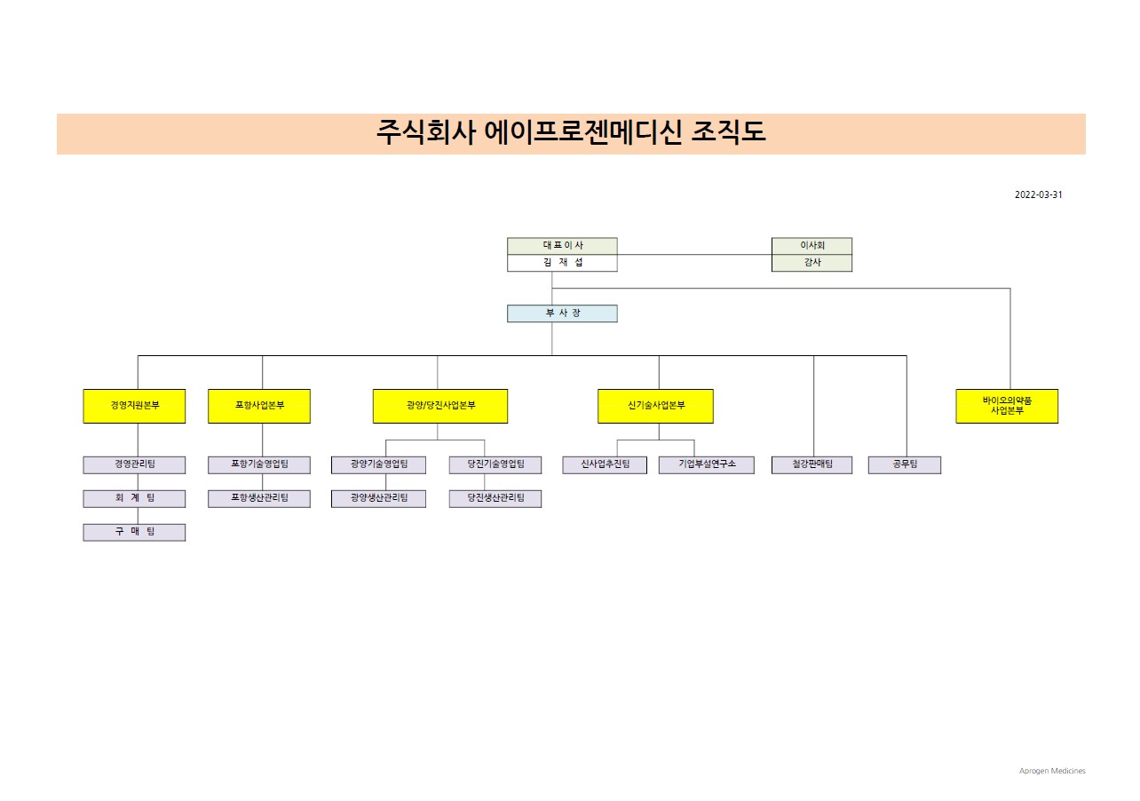 이미지: 메디신 조직도(2022.03.31)