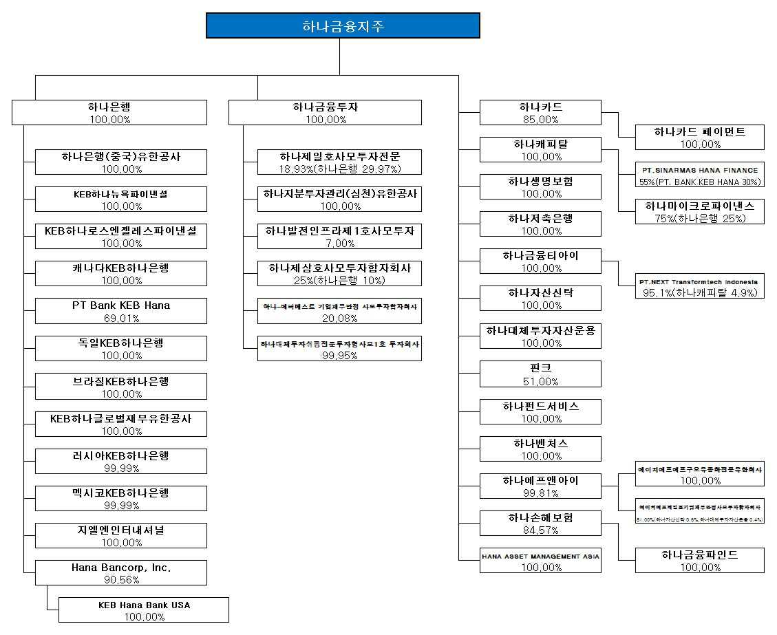 이미지: 하나금융그룹 계통도