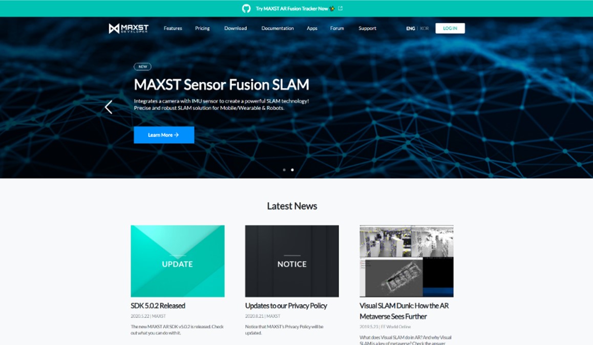 이미지: MAXST 개발자 포털 사이트 (developer.maxst.com)