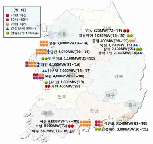 이미지: 국내 석탄화력발전소 현황