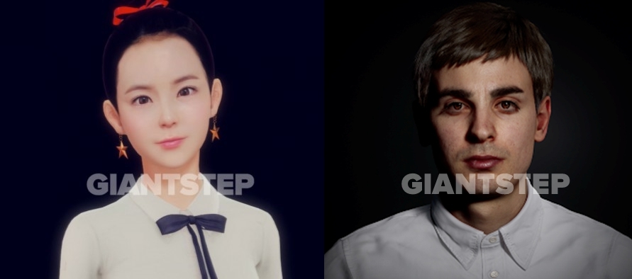 이미지: 자이언트스텝 버추얼 휴먼 지아(좌), 빈센트(우)