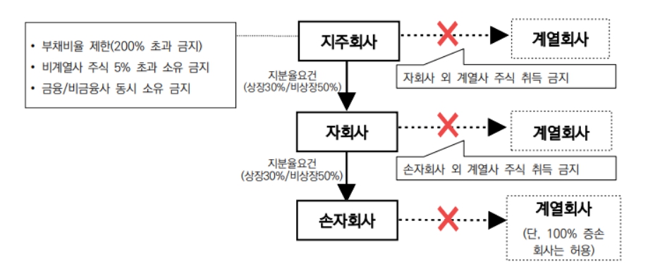이미지: 공정거래법상 지주회사 규율 내용