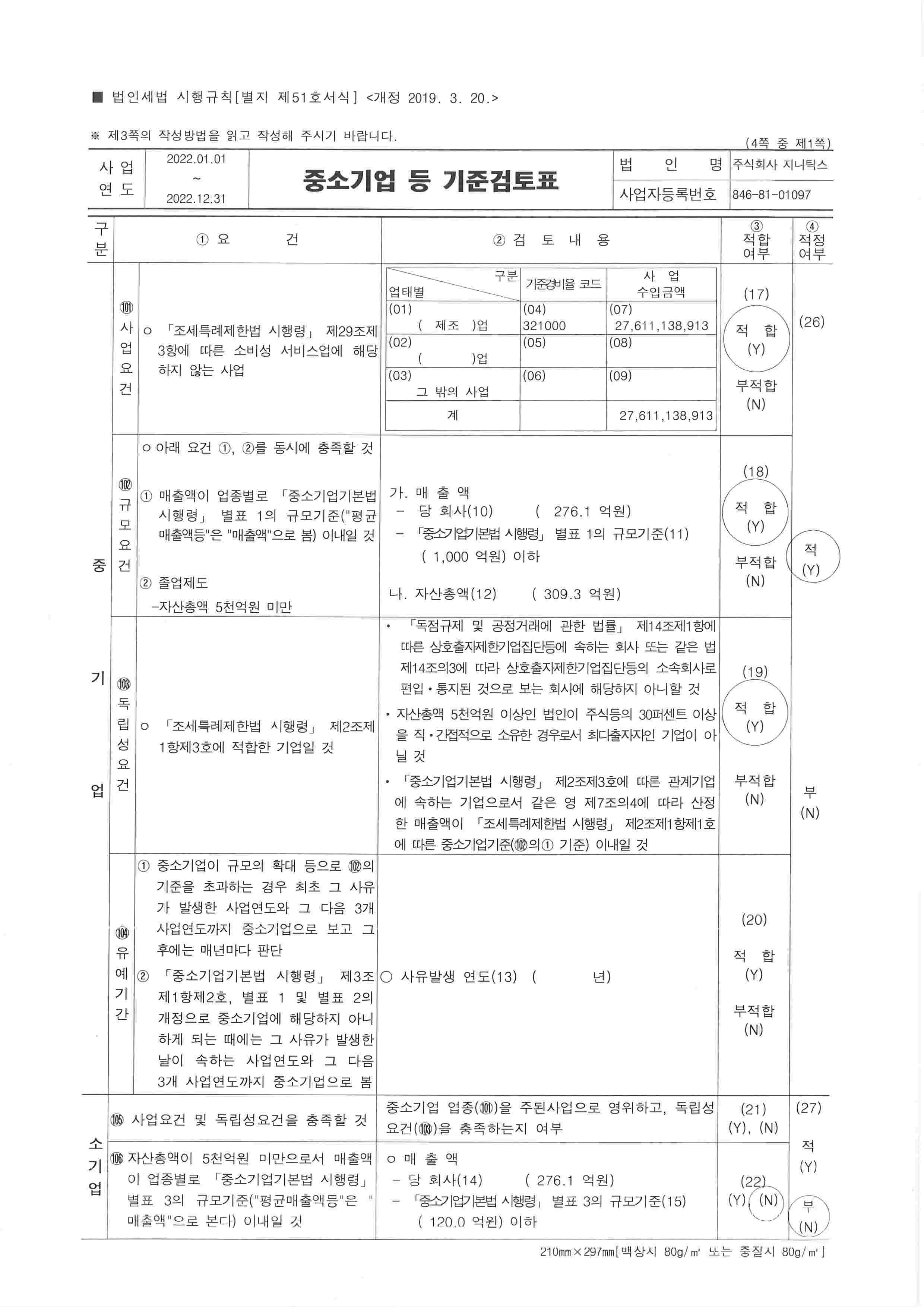 이미지: 중소기업기준검토표