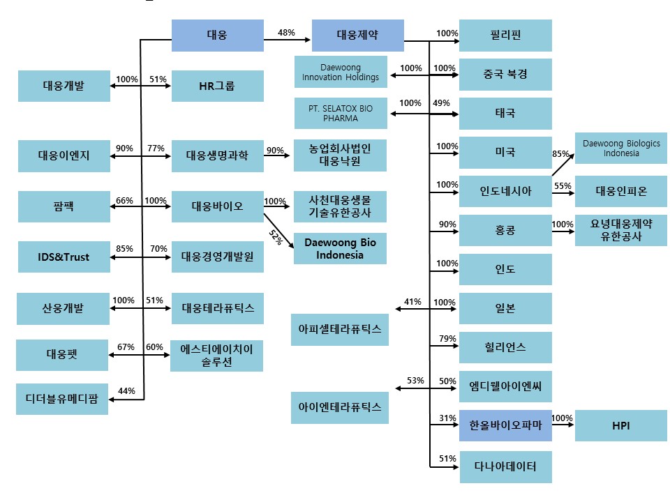 이미지: 계열회사간 출자현황