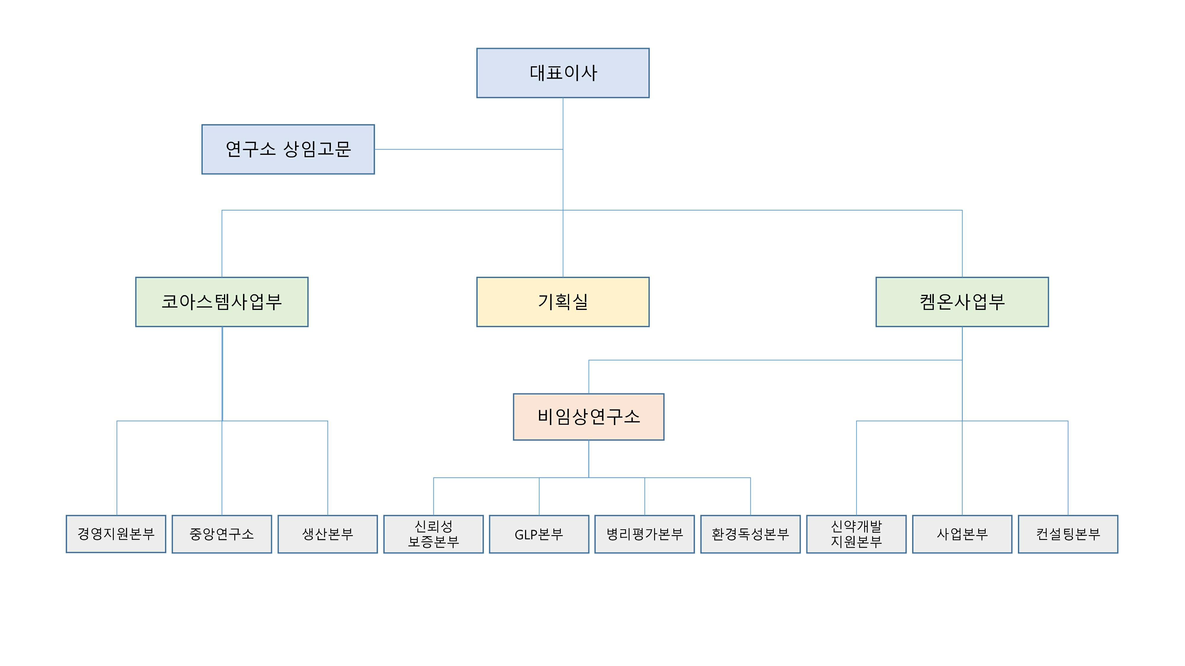 이미지: 코아스템켐온(주) 조직도