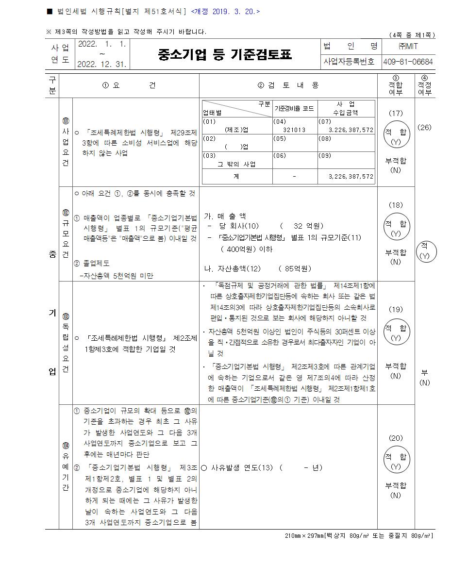 이미지: 중소기업 등 기준검토표