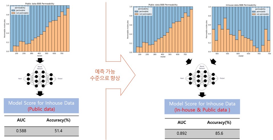 이미지: Public vs 보로노이 자체 뇌투과 DB 및 예측 알고리즘 정확도