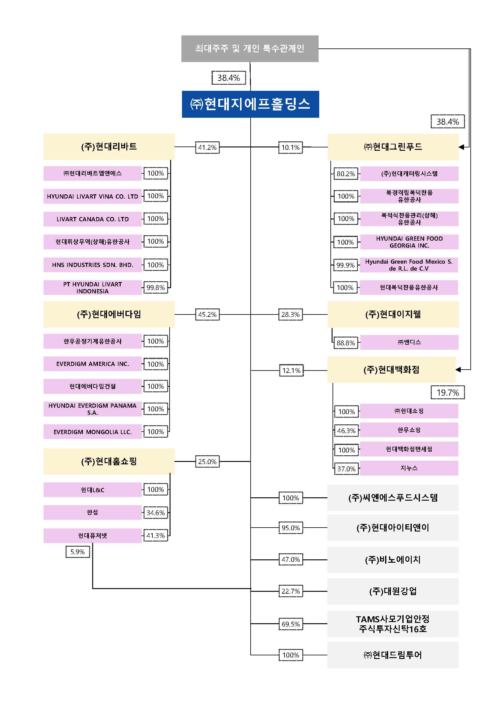 이미지: 현대지에프홀딩스 _현재 지배구조도