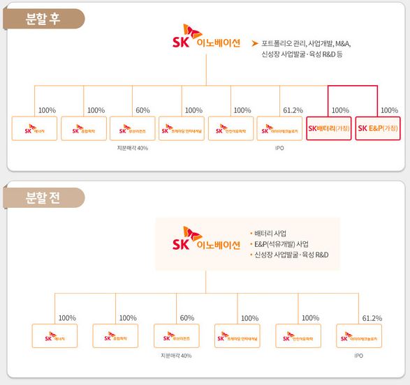 이미지: 당사 물적분할 전후 사업구조